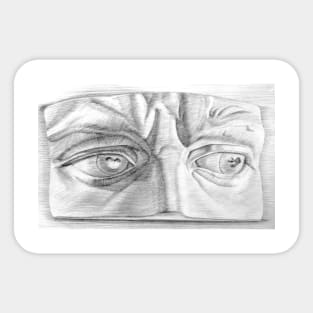 Michaelangelo Statue Eyes Drawing Sticker